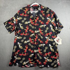 Vintage 90s Rayon Button Up Shirt 3X 29" P2P Deadstock NWT Novelty Heels Print
